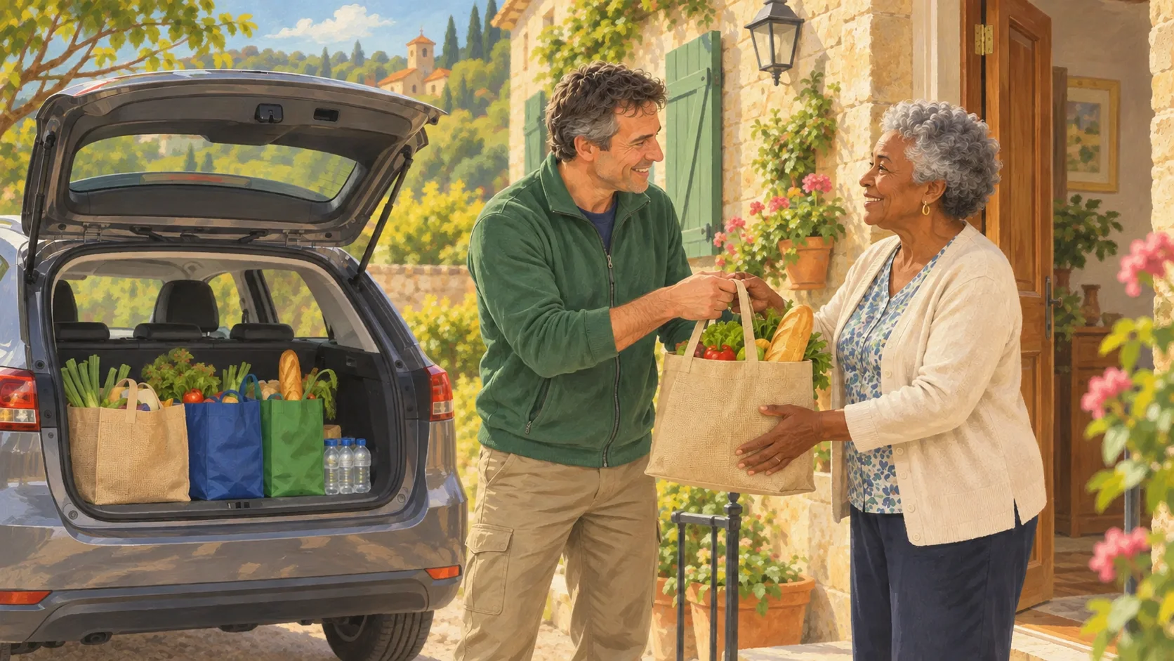 A prepared drive order is collected and placed in a vehicle.