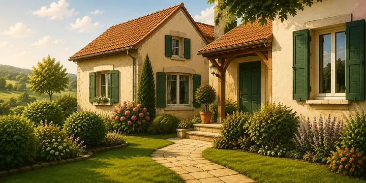 A well-kept Quercy home in green surroundings.
